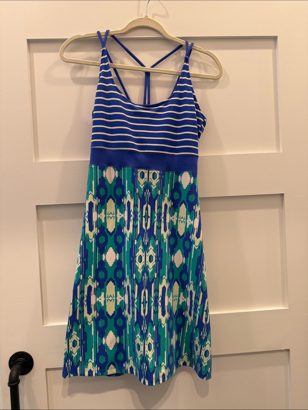 Soybu Blue & Green Patterned Strappy Mini Dress